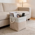 thumbnail image 5 of Leodye 1PCS Fabric Storage Cubes Basket Foldable Bin with Carry Handles for Toys Shelves and Closets Organizing -12x12x12in, 5 of 6