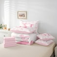 thumbnail image 5 of Pink Bow 7 Pieces Bedding Set Twin,Initial Letter M Chic Romantic Bed in a Bag ,Princess Style Bowknot Love Hearts Girly Fairy Comforter Set with Sheets,Pillow Covers, 5 of 6