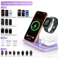 thumbnail image 4 of Cshidworld Wireless Charging Station, 3 in 1 Wireless Charger for iPhone 17/16/15/14/13/12/11/Pro/Pro Max/XS, 18W Charging Dock for iWatch Series 11 10 9 8 7 6 5 4 3 2, Airpods 4/3/2/Pro(Purple), 4 of 9