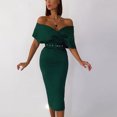 thumbnail image 3 of Werulen Dresses for Women 2023, Sexy Belt Bodycon Vintage Dresses Off Shoulder Short Sleeve Prom Party Maxi Long Dresses Women, 3 of 7