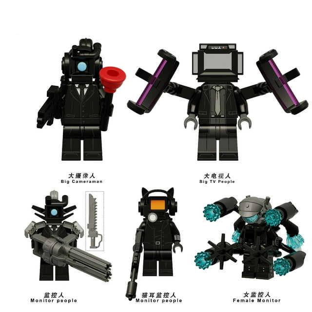 Set de 5 Figuras Mini de Anime Skibidi Toilet – Bloques de Rompecabezas DIY TV Man, Juguetes de Ensamblaje para Niños y Coleccionistas