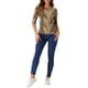 thumbnail image 2 of Camiseta de mujer INSPIRE CHIC para el Día de la Madre, sin forro, cuello redondo, mangas de codo, ajuste slim, casual, 3XL, color albaricoque-tigre, 2 of 6