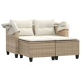 thumbnail image 2 of vidaXL Garden Sofa 2-Seater with Canopy and Stools Beige Poly Rattan, 2 of 5