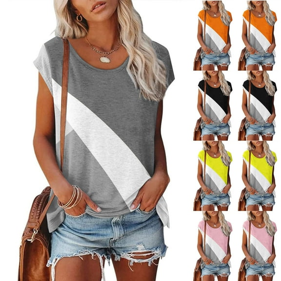 Fesfesfes Womens Graphic T Shirts Women Casual Printed Short Sleeve Round Neck Pullover Blouse T-shirt Tops Undershirts Short Sleeve Women S(US:4)