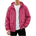thumbnail image 3 of Rain Jackets for Men Waterproof Long Sleeve Zip Up Hooded Windbreaker for Big and Tall Solid Color Daily Outdoor Hiking Travel Casual Jacket, 3 of 6