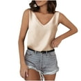 thumbnail image 2 of Brilliant Tank Tops for Women Plus Size Women Casual Sleeveless T-shirt V-Neck Tops Blouse Vests (Beige,XXL), 2 of 8