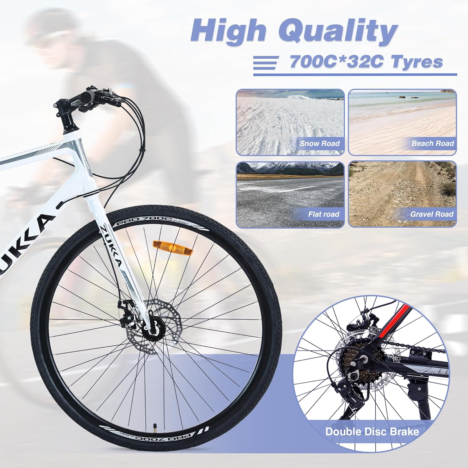 700C Road Bike for Men with Aluminum Alloy Frame 21 Speed & Disc Brakes - image 3 of 6