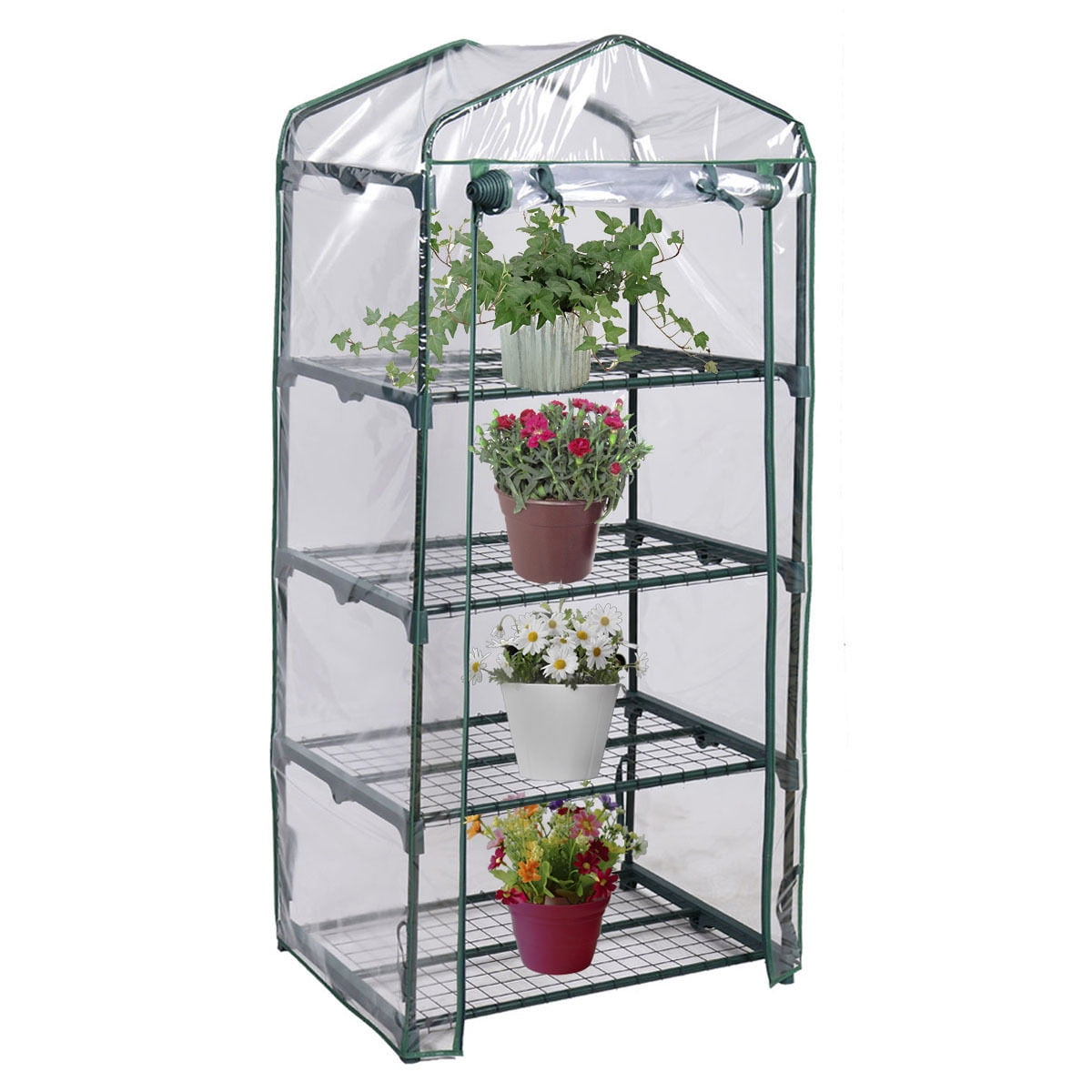 Costway Portable Mini Walk In Outdoor 4 Shelves Greenhouse by Costway