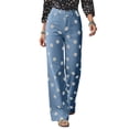 thumbnail image 2 of Bexdxz Women's Casual Wide Leg Jeans with Large Polka Dot Print Blue L, 2 of 6