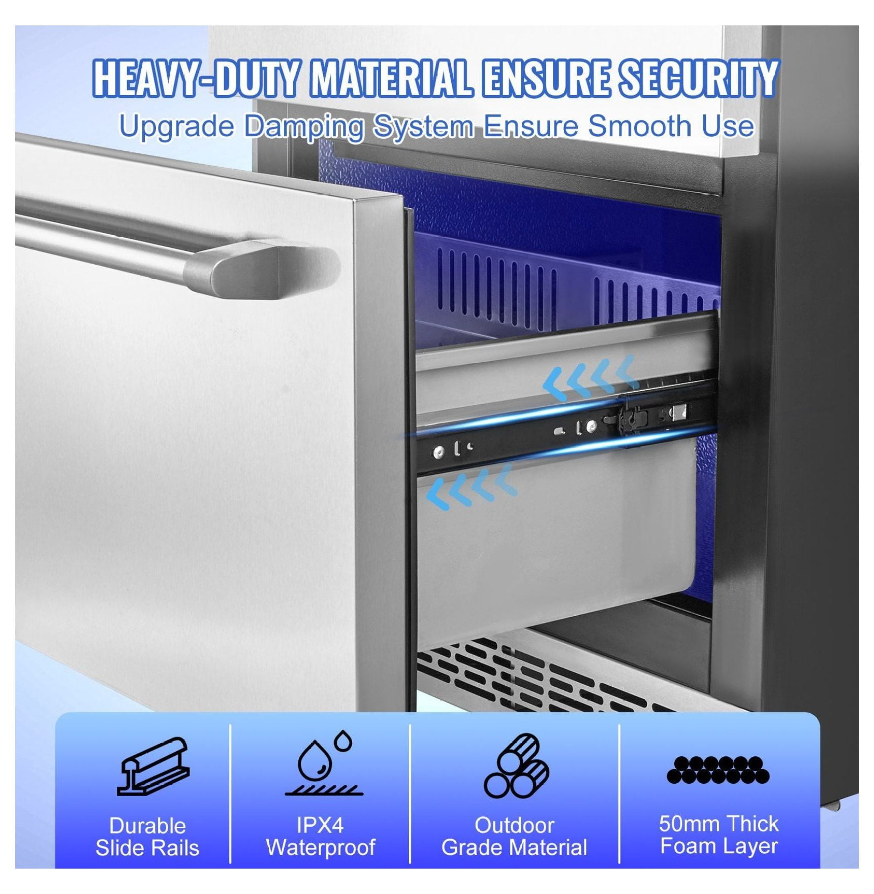 24 Inch Under Counter Refrigerator, 2 Drawer Fridge with Separate Temp, 5.12 Cu.ft. Waterproof Indoor/Outdoor Freezer for Home & Commercial Use