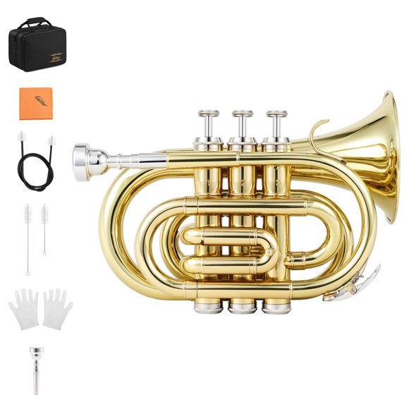 Trompeta de Bolsillo Eastar ETR-330 de Latón Dorado - Kit Completo