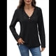 thumbnail image 2 of Sudadera con Capucha para Mujer, de y Otoño, con Cuello en V, Larga y Botones con Cordón. Negro S, 2 of 10