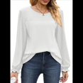 thumbnail image 1 of Camisas de Larga para Mujer, Cuello Redondo, Túnicas Informales Holgadas, Blusas Elegantes para el Trabajo, Ropa de Moda de Otoño 2025 L, 1 of 10
