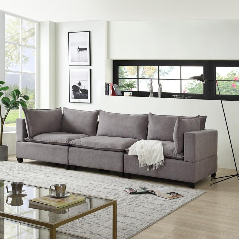 Bowery Hill Fabric Down Feather Sofa in Light Gray - Walmart.com ...