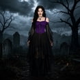thumbnail image 2 of Vampire Dress Women, Dress Renaissance Retro Gothic Bell Sleeves Adults Halloween Dresses Outfit, 2 of 9