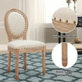 thumbnail image 3 of AVAWING Farmhouse Fabric Dining Room Chairs 2 PCS, French Chairs with Round Back, Brown Wood Legs, Oval Side Chairs for Dining Room/Living Room/Kitchen/Restaurant, Beige, 3 of 7