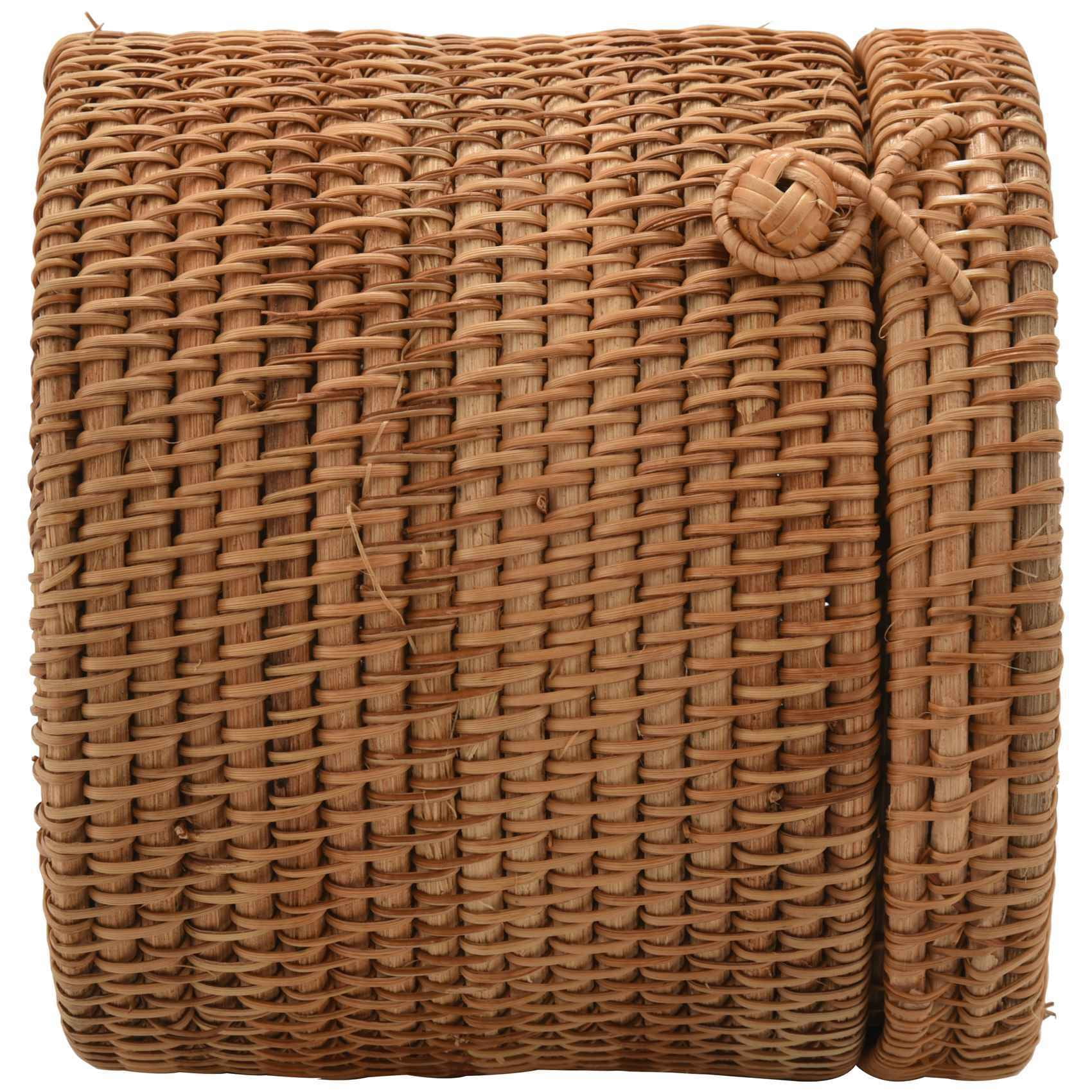 2X Round Rattan Tissue Box Vine Roll Holder Toilet Paper Cover Dispenser for Barthroom,Home,Hotel and Office