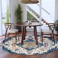 thumbnail image 5 of Boho Tribal Washable Round Area Rug 8 ft, Retro Style Flowers , Soft Non Slip Rugs Stain Repellent Indoor Felt Carpet for Living Dining Room Bedroom Home Office, 5 of 9