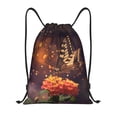 thumbnail image 1 of Xecao Butterfly Sitting on a Flower Pattern Sports Drawstring Backpack - String Swim Gym Bag with Wet Proof Pocket for Women&Men-Medium, 1 of 6