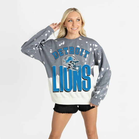 Women's Gameday Couture Gray Detroit Lions Arch Rivals Faded Wash Sweatshirt