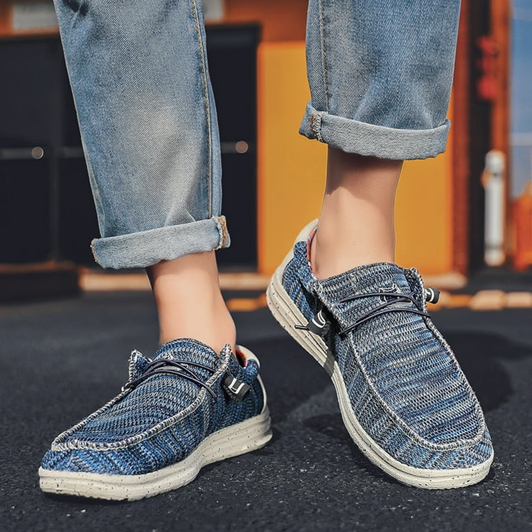 FULORIS Mens Lightweight Walking Shoes Blue Slip On Loafers Shoes