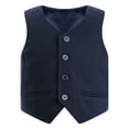 thumbnail image 3 of Runhomal Kids Boys 4 Buttons Single Breasted Formal Tuxedo Vest Suit Jacket Gentleman Waistcoat for Navy Blue 8, 3 of 7