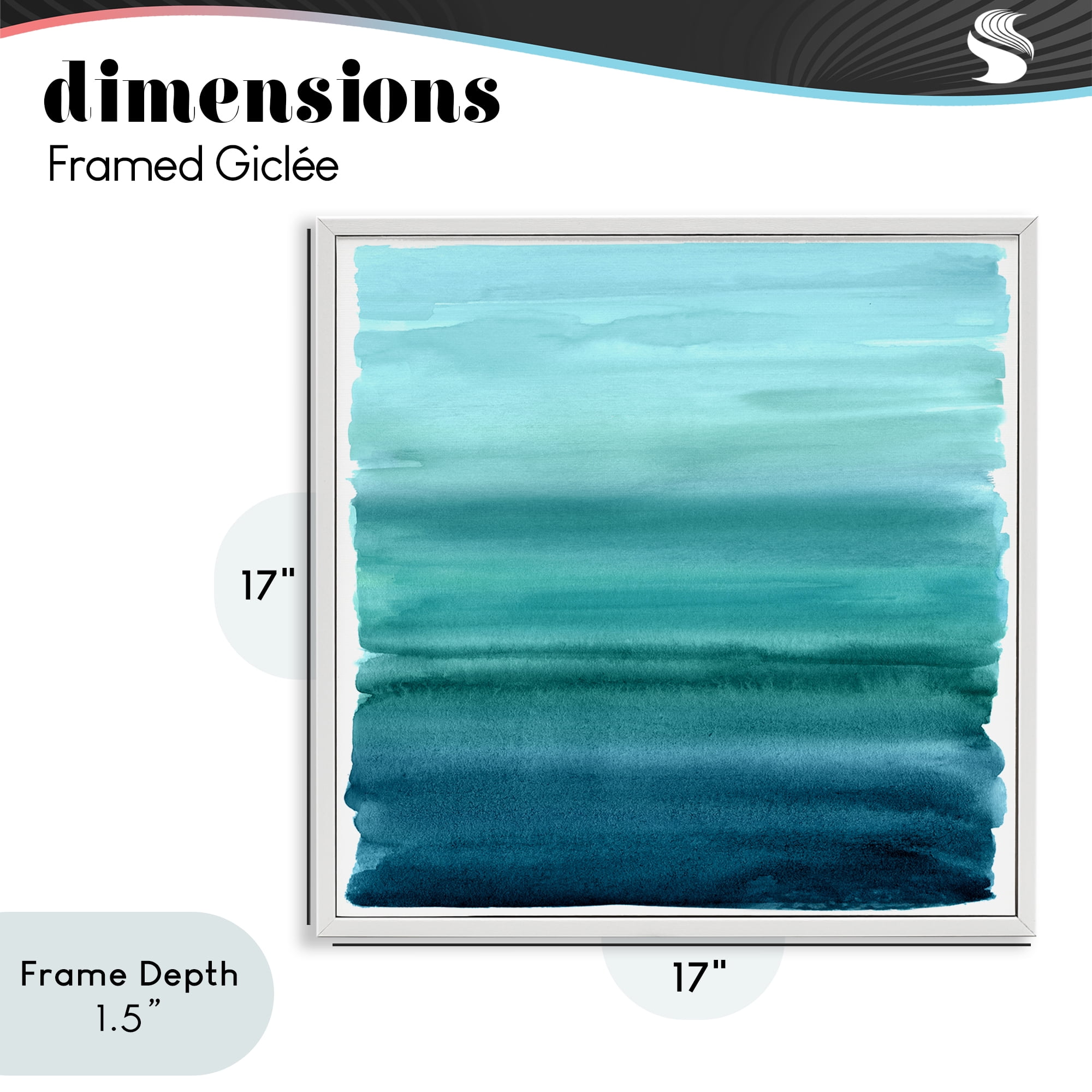 Stupell Industries Aqua Ombre Gradient White Framed Giclee Art, design by Allie Corbin