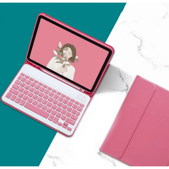 For iPad USB Wireless Bluetooth Keyboard   Synthetic Leather Case with Bluetooth Keyboard for Apple ipad Pro 9.7 inches(Red)