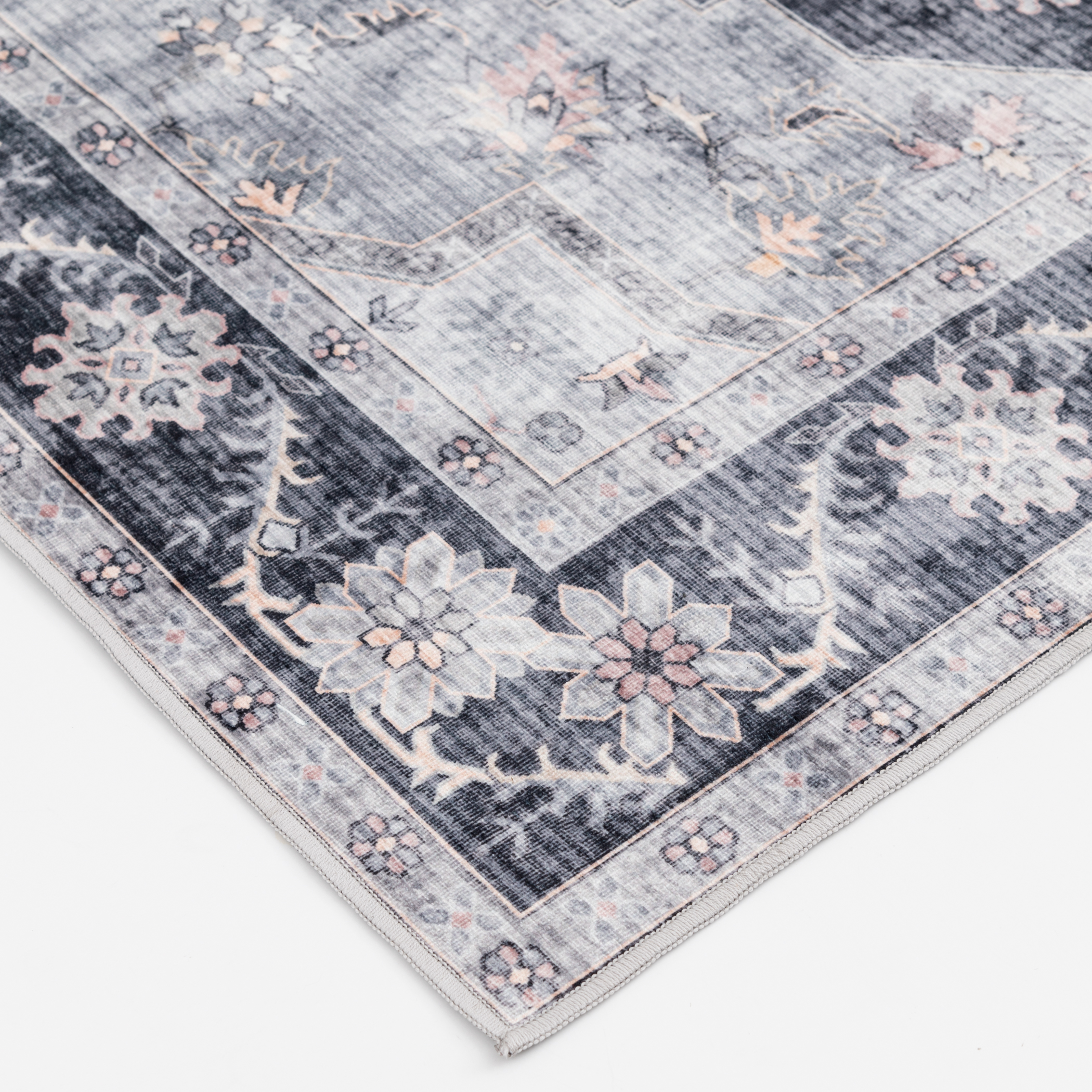 Better Homes & Gardens Persian Machine Washable Indoor Area Rug, Gray, 5'x7' - image 3 of 10