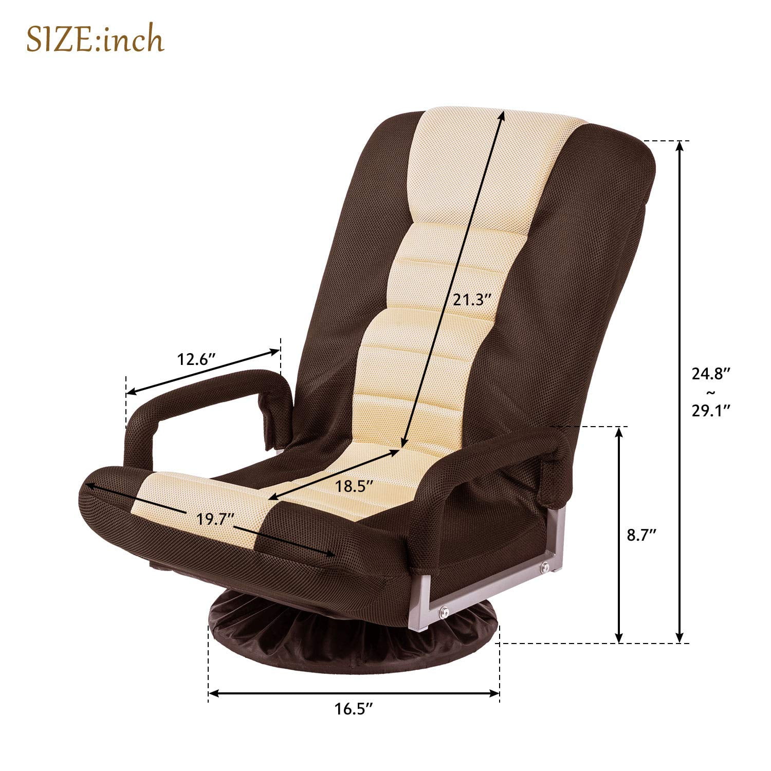 Lowestbest Floor Gaming Chair, Highback Rocking Floor Chair, Foldable Floor Chair for Kids Teens Adults, Brown+Beige Lowestbest Floor Gaming Chair, Highback Rocking Floor Chair, Foldable Floor Chair for Kids Teens Adults, Brown+Beige