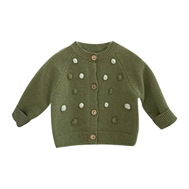 NIJNFCLOTH Bébé Enfants Filles Couleur Unie Manches Longues Bouton Chandail Col Rond Cardigans Taille:0-3 Mois