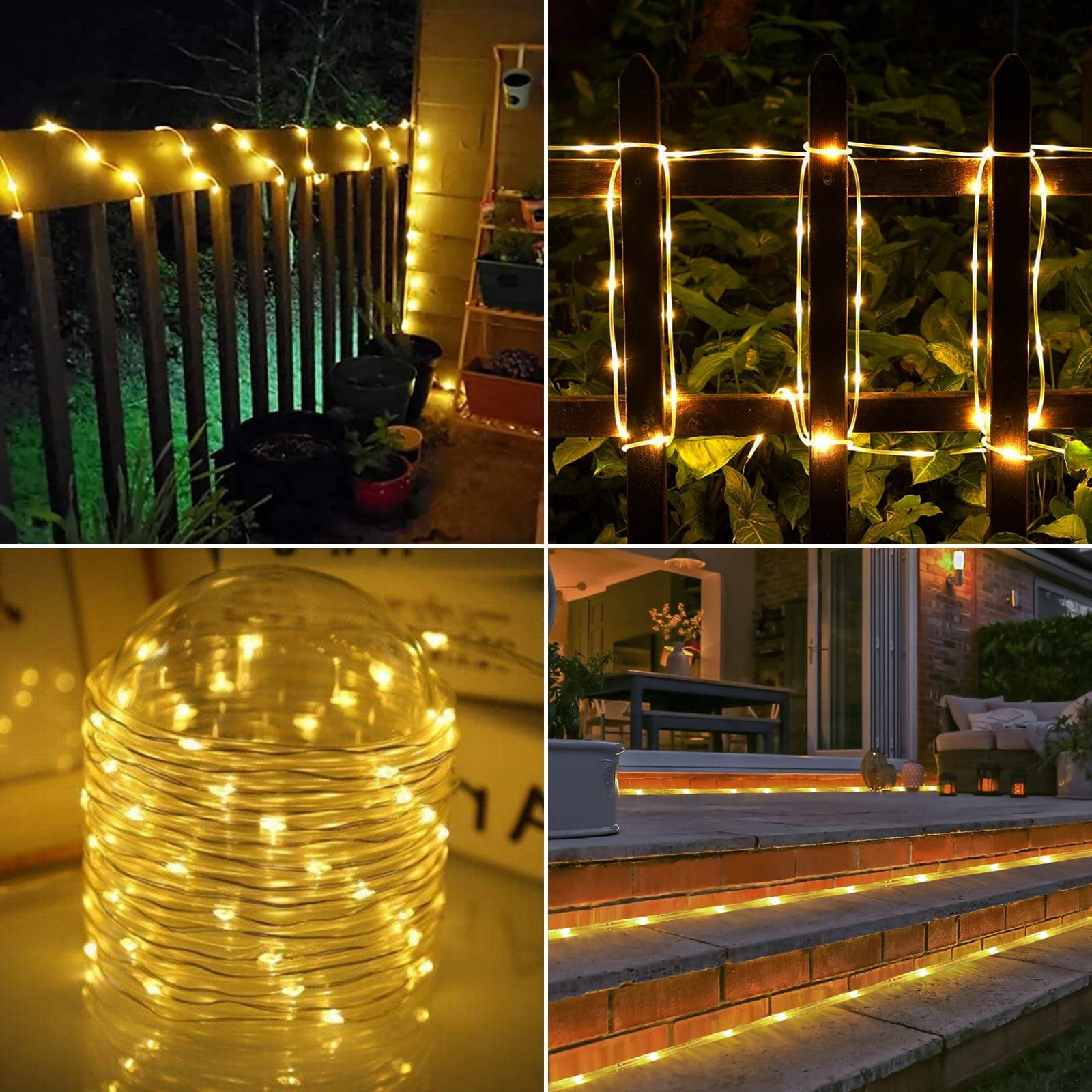 Ceevoo Solar Rope Lights Outdoor, 2 Pack Total 132ft 400 LED Waterproof Solar Powered String Lights with 8 Modes for Garden Patio Home Backyard Tree Decor, Warm White