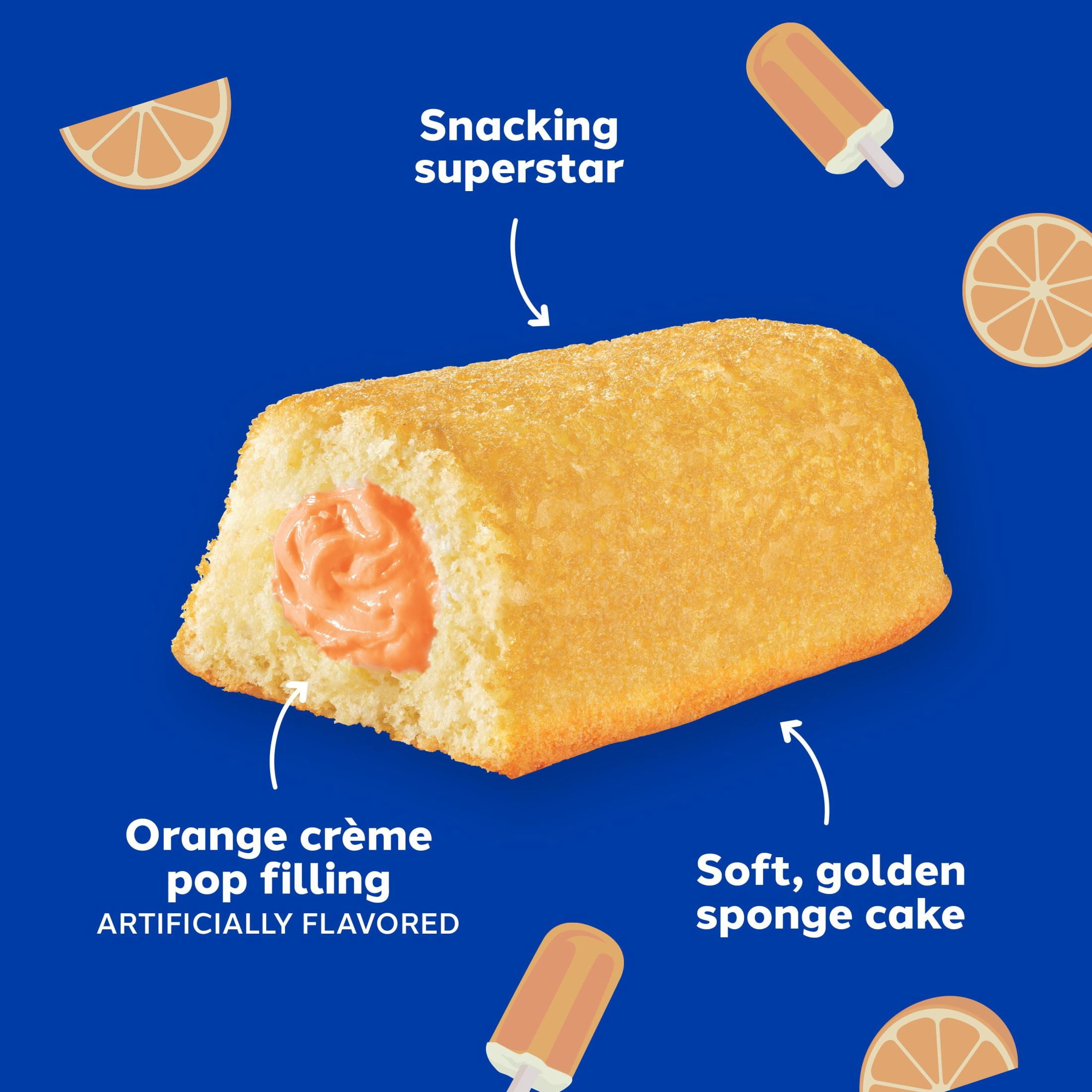 Hostess Twinkies, Golden Sponge Cakes with Orange Crème Pop Artificially Flavored Filling, 10.86 oz Box (8 Pouches)