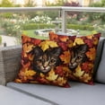 thumbnail image 4 of Fall Outdoor Pillow Covers 24"x24" Set of 2,Waterproof Throw Pillow Covers for Patio Furniture,Thanksgiving Rustic Cat Orange Red Maple Leaf Decorative Cushion Pillowcases for Garden Porch Couch Sofa, 4 of 9