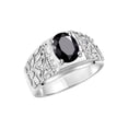 thumbnail image 3 of RYLOS Men's Rings 14K White Gold Designer Nugget Ring Oval 9X7MM Gemstone & Diamonds  Onyx October Birthstone Rings For Man Size 9, 3 of 7