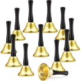 thumbnail image 1 of 12 Piezas Campanas de Mano de Metal Campanas de Llamada de Servicio Campanas de Mano con Mango de Madera Negra Campanas de Metal Percusión Musical para Escuelas (Plata), 1 of 5
