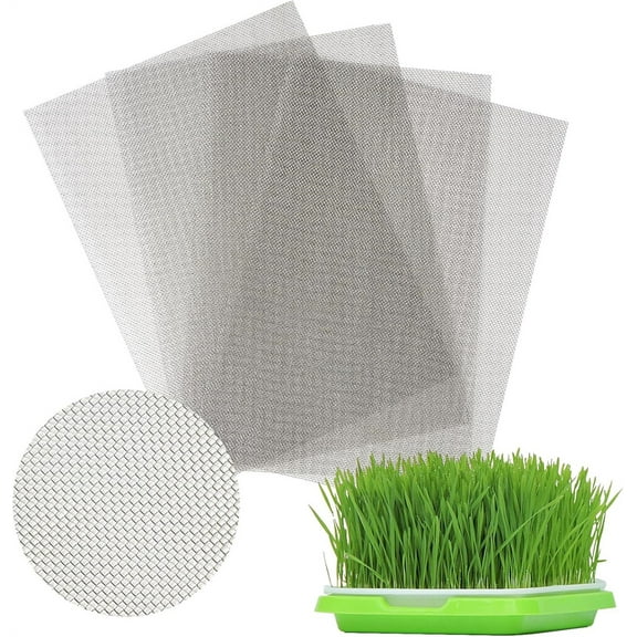 Triani 4Pcs Seed Sprouting Tray Mesh Mat,Seed Sprouter 11.81*8.26 Inch Stainless Steel Grow Mats for Microgreens Fit for Plant Germination Tray