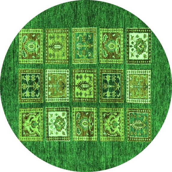 Ahgly Company Indoor Round Abstract Green Modern Area Rugs, 8' Round