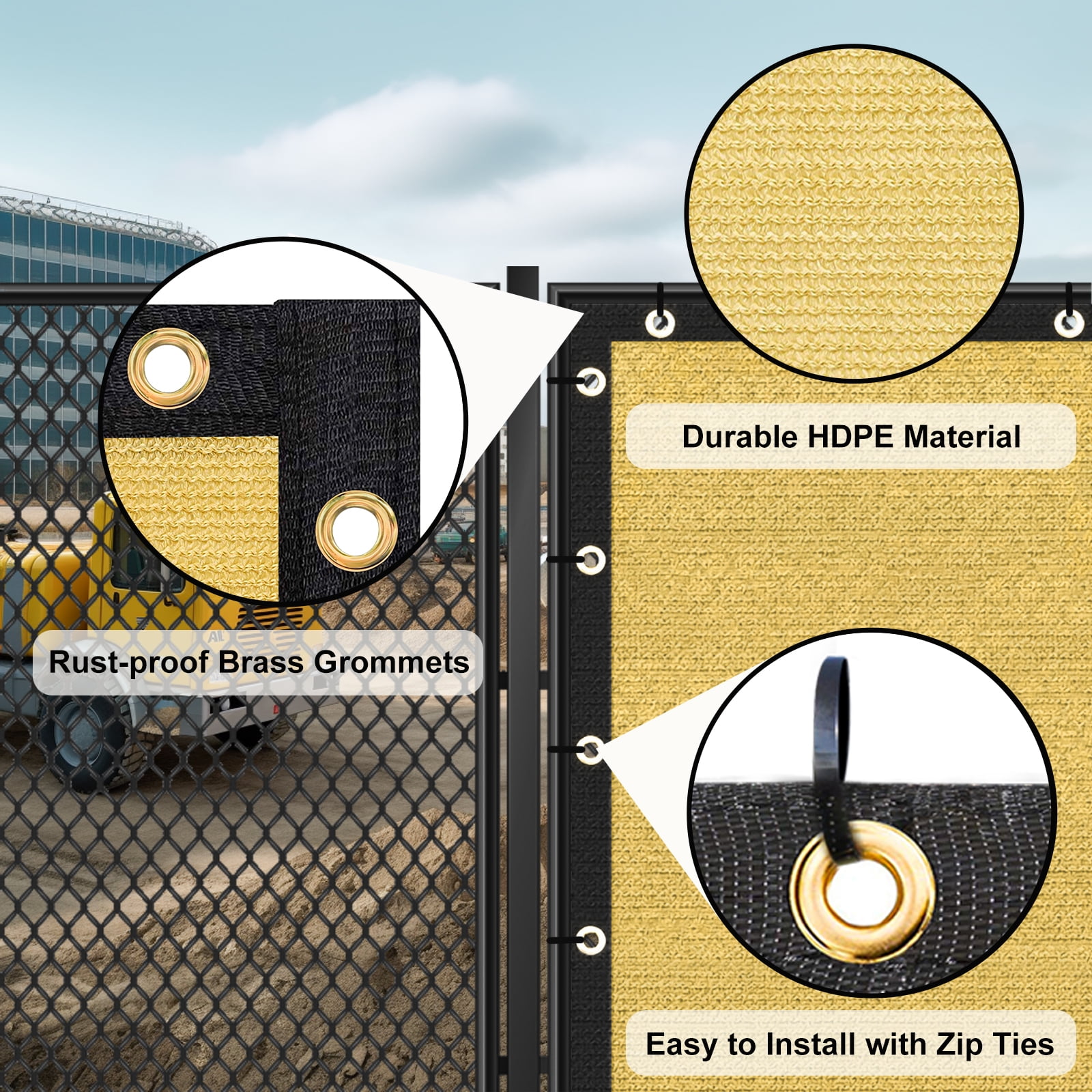 5'X25' HDPE Privacy Fence, Sand