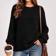 thumbnail image 4 of Horkkom Crew Neck Sweater for Women Solid Color Long Sleeve Pullover Sweaters Winter Warm Knit Sweater, S-2XL, 4 of 8