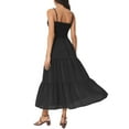 thumbnail image 3 of Unique Bargains Robe Maxi d'Été à Bretelles Spaghetti Smockée Décontractée Boho Sans Manches à Volants Noire m, 3 of 5