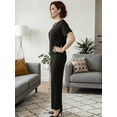 thumbnail image 4 of Conjunto 2 Piezas Casual Chic para Mujer Unitalla, Blusa de Manga Corta y Pantalón Cómodo, Estilo Elegante y Sofisticado para Mujer, 4 of 5