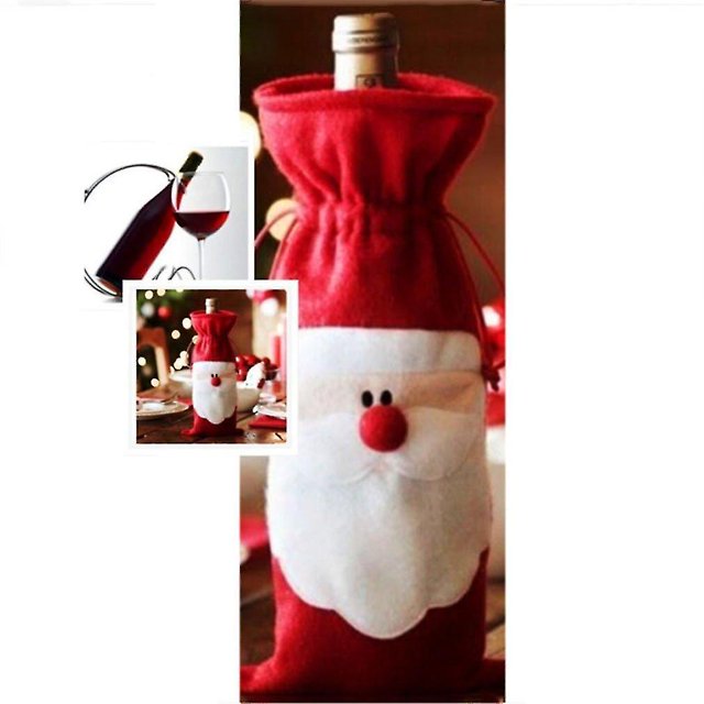 Juego de botellas de vino de Navidad Ropa de Papá Noel Tapa de botella Decoración para fiesta en casa Accesorio