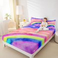 thumbnail image 3 of Manfei Ink Rainbow King Sheets, Bling Galaxy Stars Bedding, Pink Purple, 4 Pieces, 1 Flat Sheet, 1 Fitted Sheet and 2 Pillowcases, 3 of 6