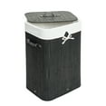 thumbnail image 3 of Laundry Basket for Home, Black Single Lattice Bamboo Slim Laundry Hamper, Dirty Clothes Hamper Folding Basket Body with Cover PKWQ880BK, 3 of 4