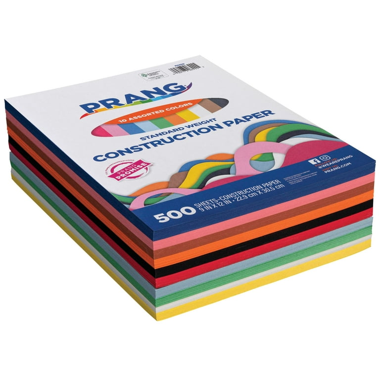 Pacon Lightweight Construction Paper, 9 x 12 Inch, 50 lb, Assorted Colors,  Pack of 500