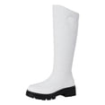 thumbnail image 6 of Womens Knee High Snow Boots Casual Pull on Round Toe Thickened Warm Trendy Stitching Long Booties Lug Sole Winter Dress Mid Calf Boots White Size 7.5, 6 of 6