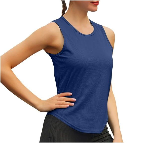 RQYYD Ice Silk Workout Tank Tops for Women Cool-Dry Sleeveless Loose Fit Yoga Shirts Long Athletic Tops for Women