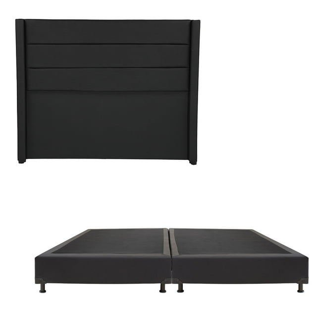 Box Base Cama King Size + Cabecera Lucca Negro