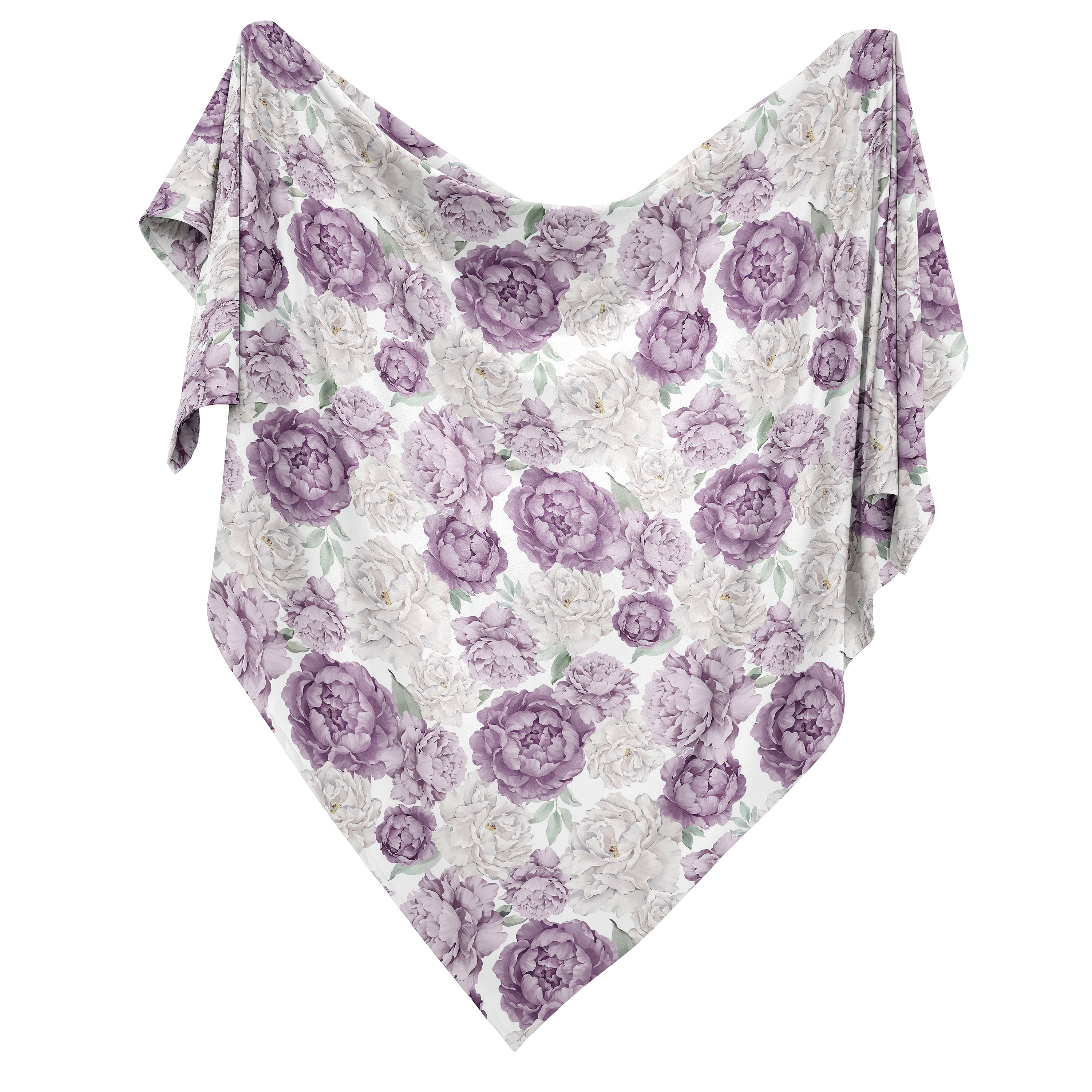Sweet Jojo Designs Peony Floral Garden Lavender Purple and Ivory Girl Swaddle Blanket